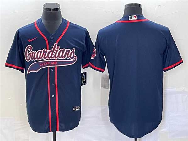 Men%27s Cleveland Guardians Blank Navy Cool Base Stitched Jersey
